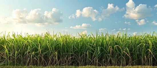 Panoramic landscape view of a cane field with copy space image.