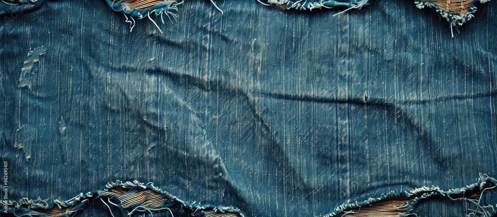 Aufkleber Torn denim texture featured in jeans with copy space image.