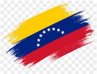 Naklejka premium Venezuela flag brush paint textured isolated on png or transparent background. vector illustration 