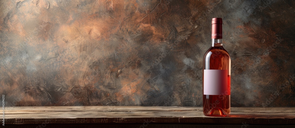 Aufkleber Rose wine bottle displayed on a table with a simple background to feature a copy space image.