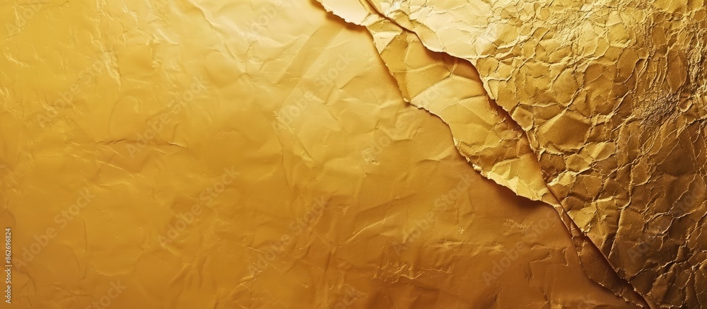 Leinwandbilder top view of a golden paper texture against a gold background with copy space image.