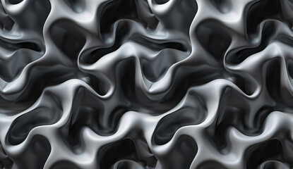 Abstract organic background with interwoven shapes and lines in monochrome grey, 3D rendered illustration in the style of a seamless pattern with seamless outlines.