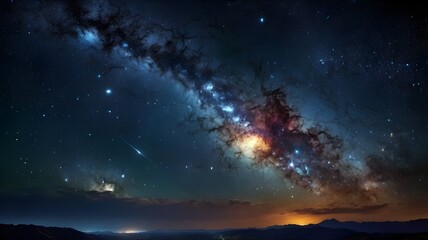 Fototapeta premium A universe background showcasing the awe-inspiring with distant galaxies and clusters of stars