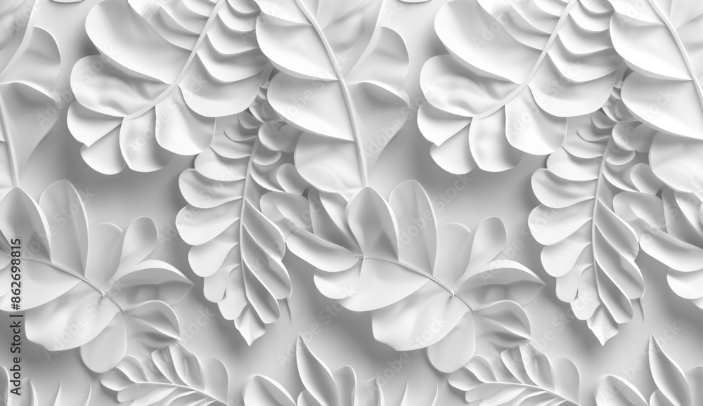 Poster abstract organic background with interwoven shapes and lines in monochrome grey, 3d rendered illustr