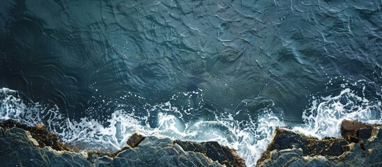 Symbolize the move fast and break things concept on a stunning blackboard against a beautiful seaside stone backdrop, reflecting a business strategy, with copy space image.