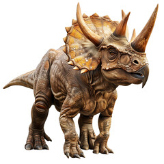 A triceratops dinosaur isolated on a transparent background