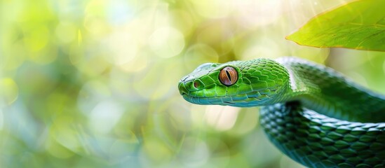 Obraz premium Adorable serpent with a slender tail, suitable for a copy space image.