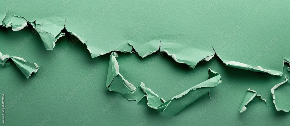 Aufkleber copy space image featuring torn paper pieces on a green backdrop.