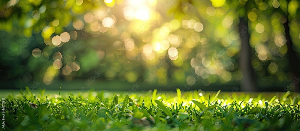 Leinwandbilder green garden with blurred bokeh creating a serene background ideal for copy space image.