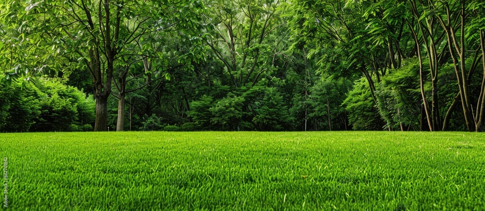Poster Lush lawn as a background setting in a copy space image.