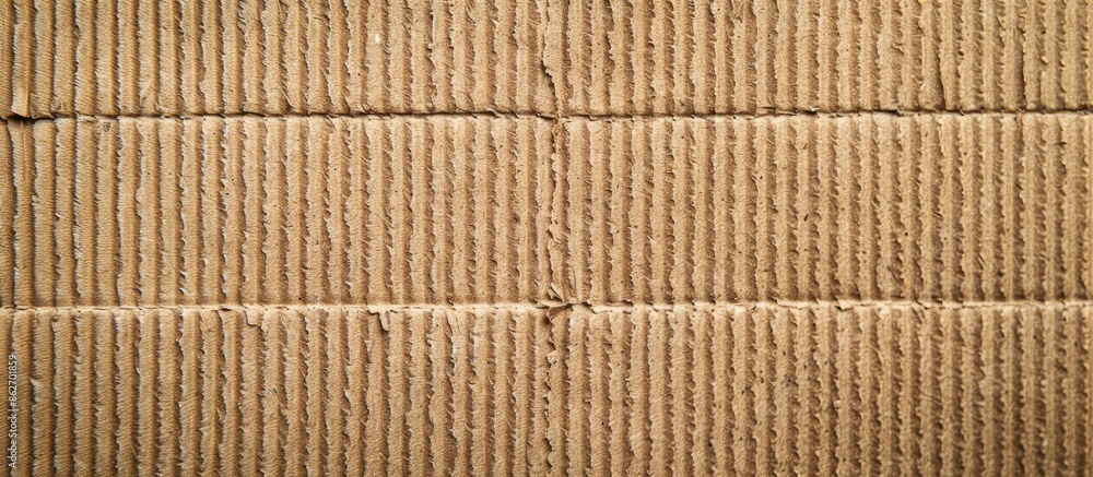Poster top view of a corrugated cardboard surface serves as a recyclable background with copy space image.