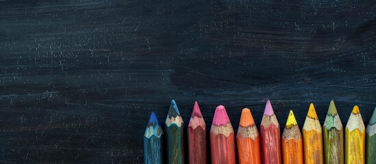 School concept portrayed with chalk on a blackboard, with copy space image.