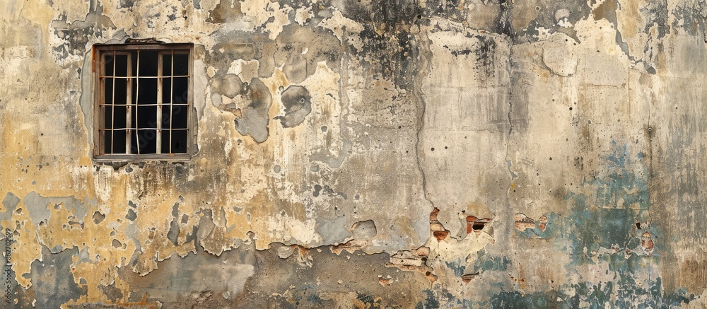 Poster weathered walls with a vintage charm, displaying signs of decay, create an intriguing backdrop for t