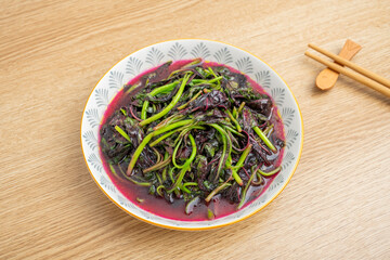 Chinese summer recipe stir-fried red amaranth