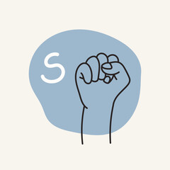 Gestures for the deaf, letter S. English fingerspelling.