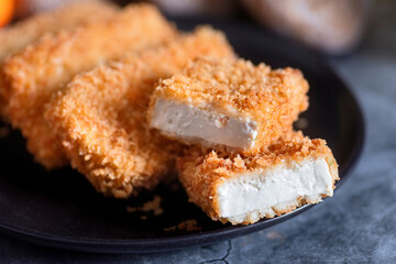 Crispy vegan breaded fried tofu