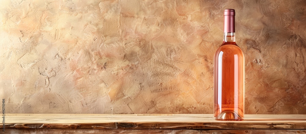 Aufkleber Rose wine bottle displayed on a table with a simple background to feature a copy space image.
