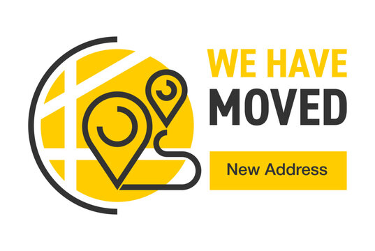 We Have Moved - modern sticker in bold line for relocated address