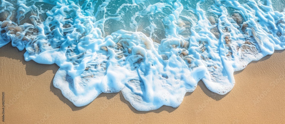 Leinwandbilder soothing ocean wave gently washing onto sandy shore, creating a serene summer backdrop with space fo