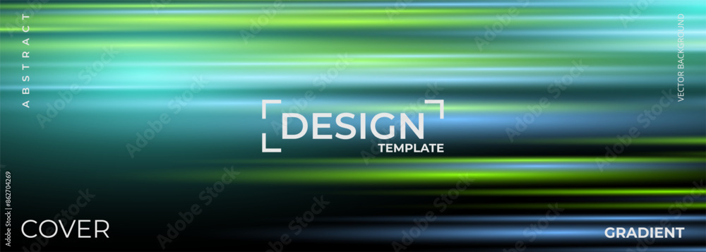 Fototapete blue and green modern wide abstract technology background with glowing high-speed and movement light