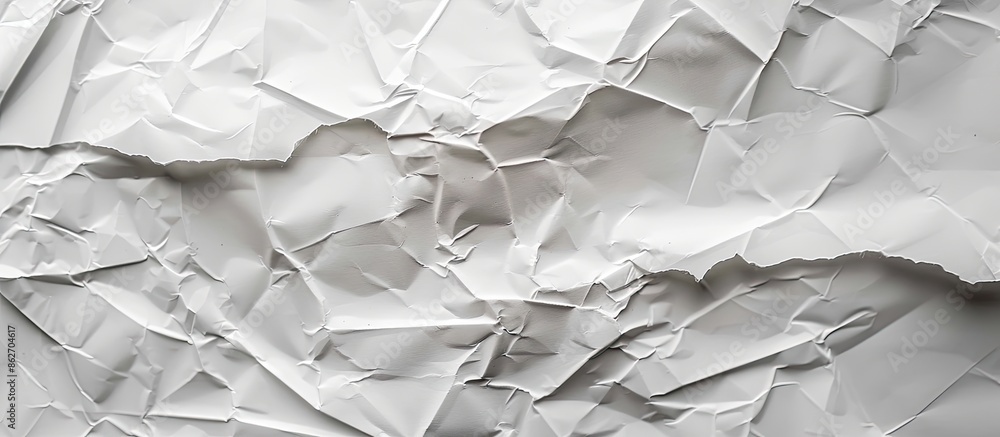 Aufkleber close-up of a white paper sheet with creases as a background, with space for text or images. copy sp