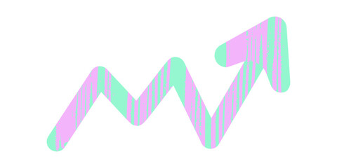 Playful Neon Thick Moving Up Arrow with Crayon pencil texture