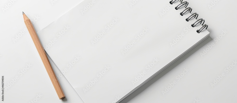 Poster a blank white notepad close-up on a white background, providing template with copy space image for y