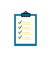 Clipboard with complete checklist in flat icon vector illustration