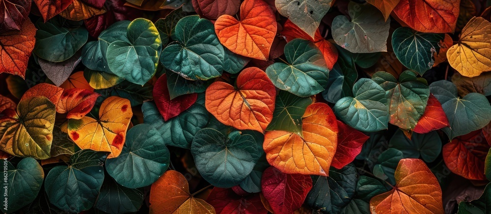 Aufkleber A scenic display of heart-shaped leaves creates a backdrop symbolizing nature's charm and vibrancy with a captivating copy space image.