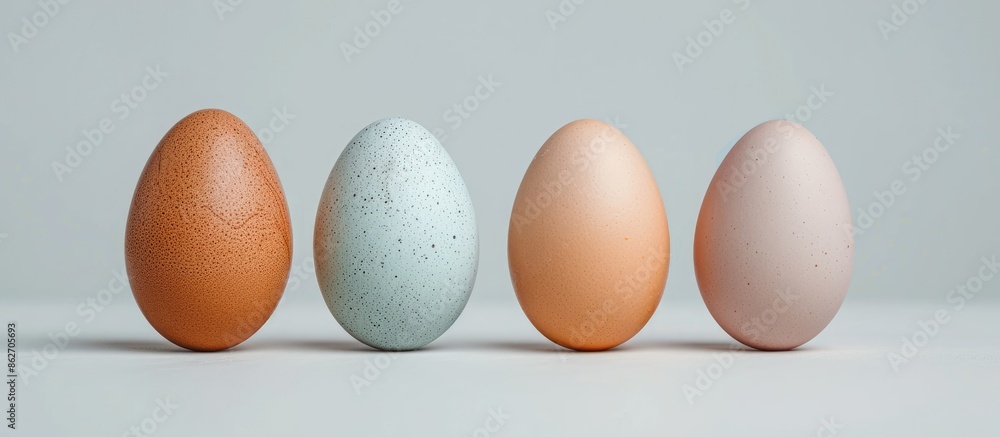 Aufkleber Select the perfect eggs by comparing four different colored chicken eggs with a copy space image for text.