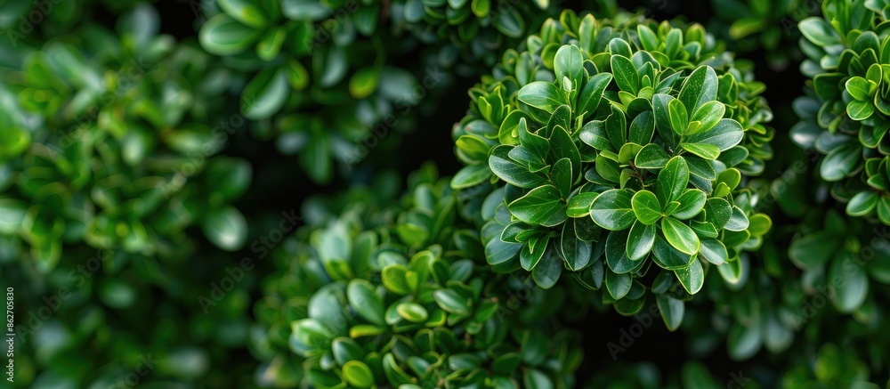 Poster buxus microphylla, a japanese boxwood bush, with a background ideal for adding text or logos - copy 
