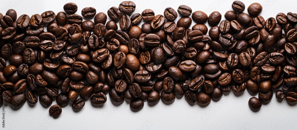 Poster Roasted coffee beans make a great backdrop for a copy space image.