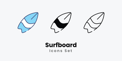 Surfboard icons vector set stock illustration