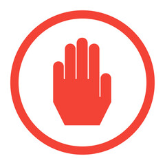 stop hand sign, no entry icon