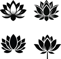 Minimalist Lotus Flower Silhouette: Symbol of Purity in Black and White