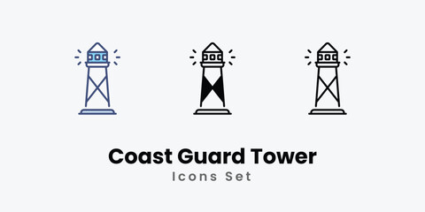 Coast Guard Tower icons vector set stock illustration