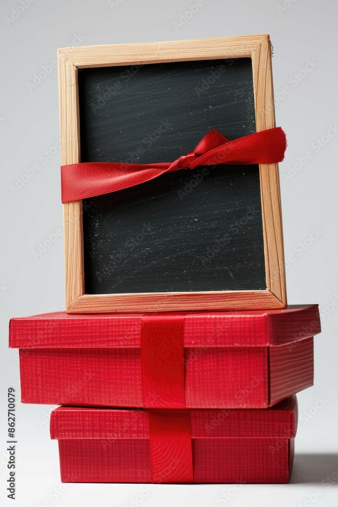 Aufkleber a black and white frame is on top of a stack of red boxes. concept of nostalgia and simplicity, as t