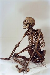 Skeleton representation invertebrate sculpture.