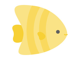 かわいい魚のエンゼルフィッシュのイラスト素材、黄色い魚のアイコン