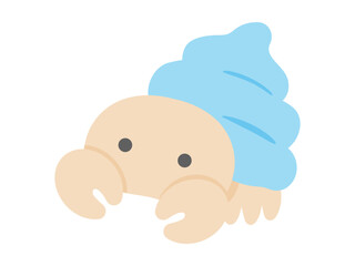 水色のヤドカリのイラスト素材