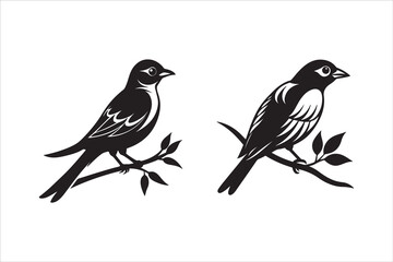 Obraz premium bird on a branch silhouette design vector art create with AI Technology 