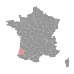 Landes department map, administrative division of France. Vector illustration.