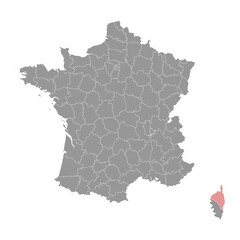 Obraz premium Haute Corse department map, administrative division of France. Vector illustration.
