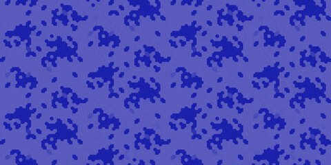 Faded electric blue glitch geo washed effect seamless border. Indigo dye grungy blotched distress abstract ribbon texture repeat. 