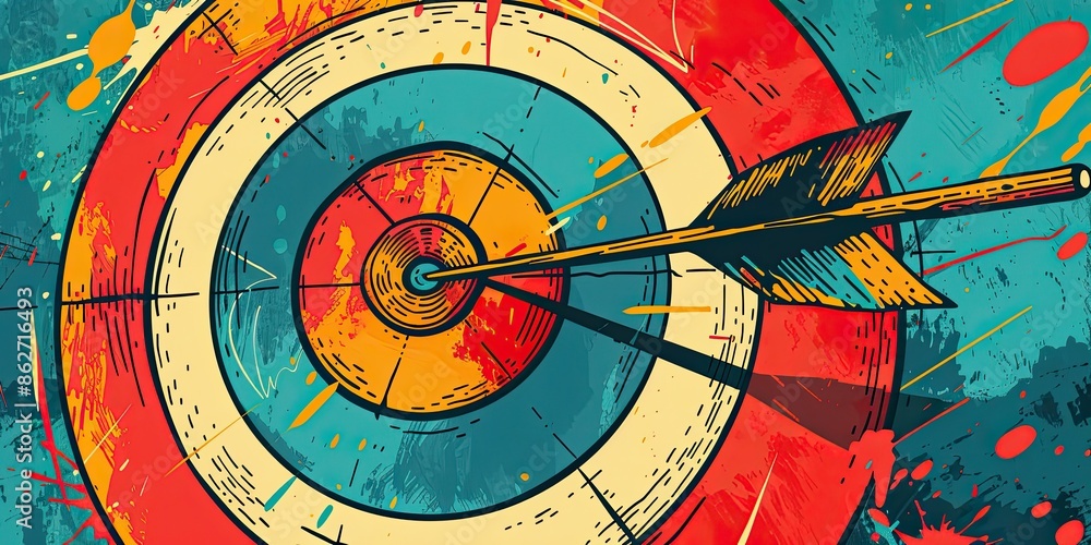 Poster target and arrow in abstract style