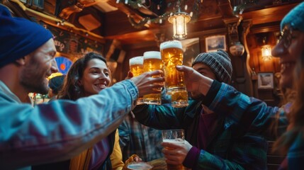 Obraz premium Friends Cheering with Beer