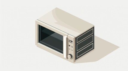 Fototapeta premium Isometric representation of an open microwave icon for web design on a white background