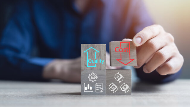 cost reduction concept Increasing quality and cost optimization of products or services to improve and increase company efficiency. efficient business