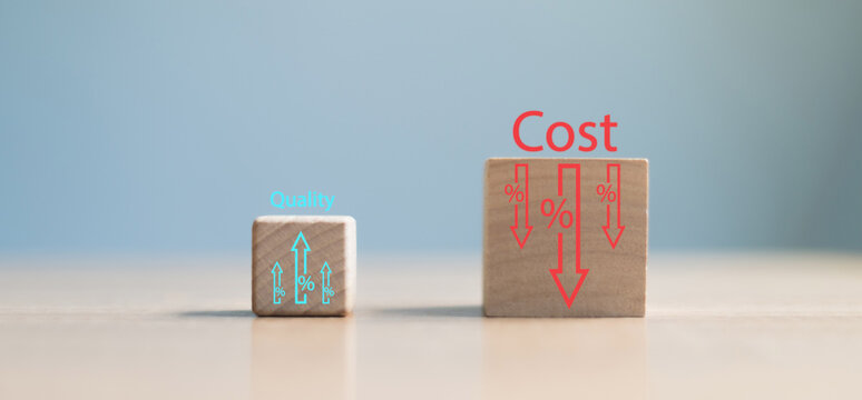 cost reduction concept Increasing quality and cost optimization of products or services to improve and increase company efficiency. efficient business