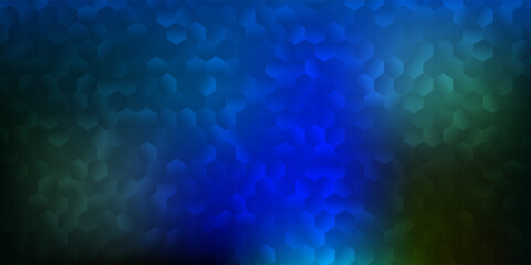 Obraz premium Dark blue, green vector cover with simple hexagons.